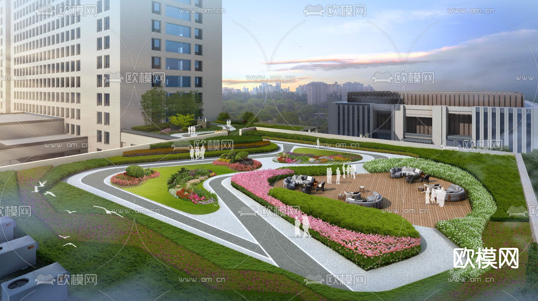 现代公园园林鸟瞰psd下载