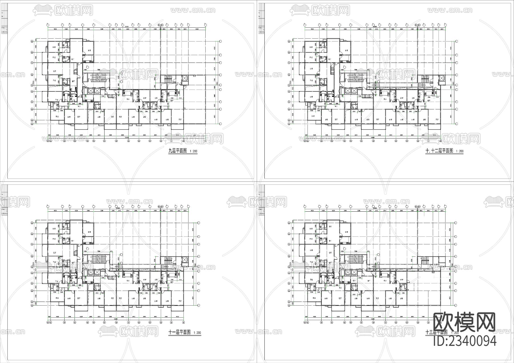 公寓建筑CAD施工图下载（渲染图2）