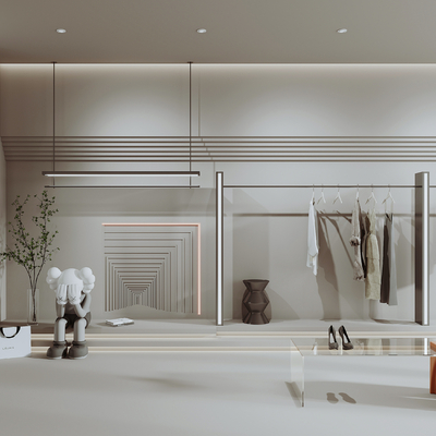  侘寂风服装店女装店su模型 