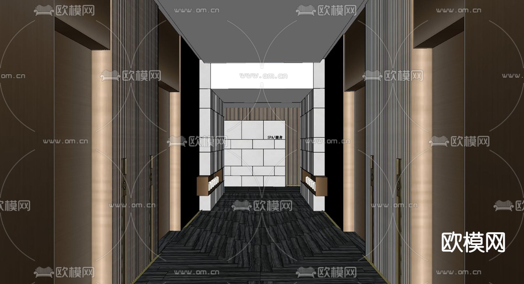 现代酒店会所电梯厅su模型
