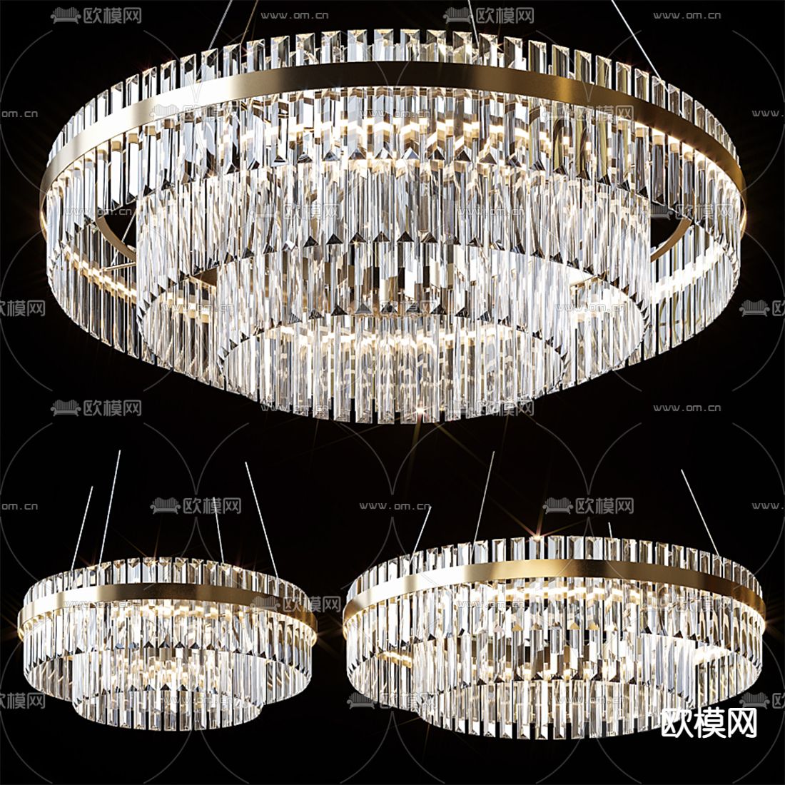 现代水晶吊灯3d模型下载