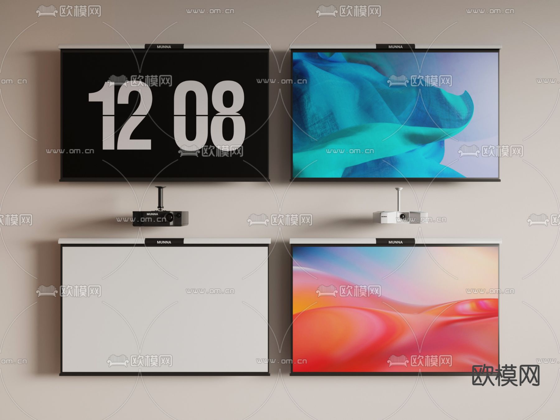投影仪 投影幕布3d模型