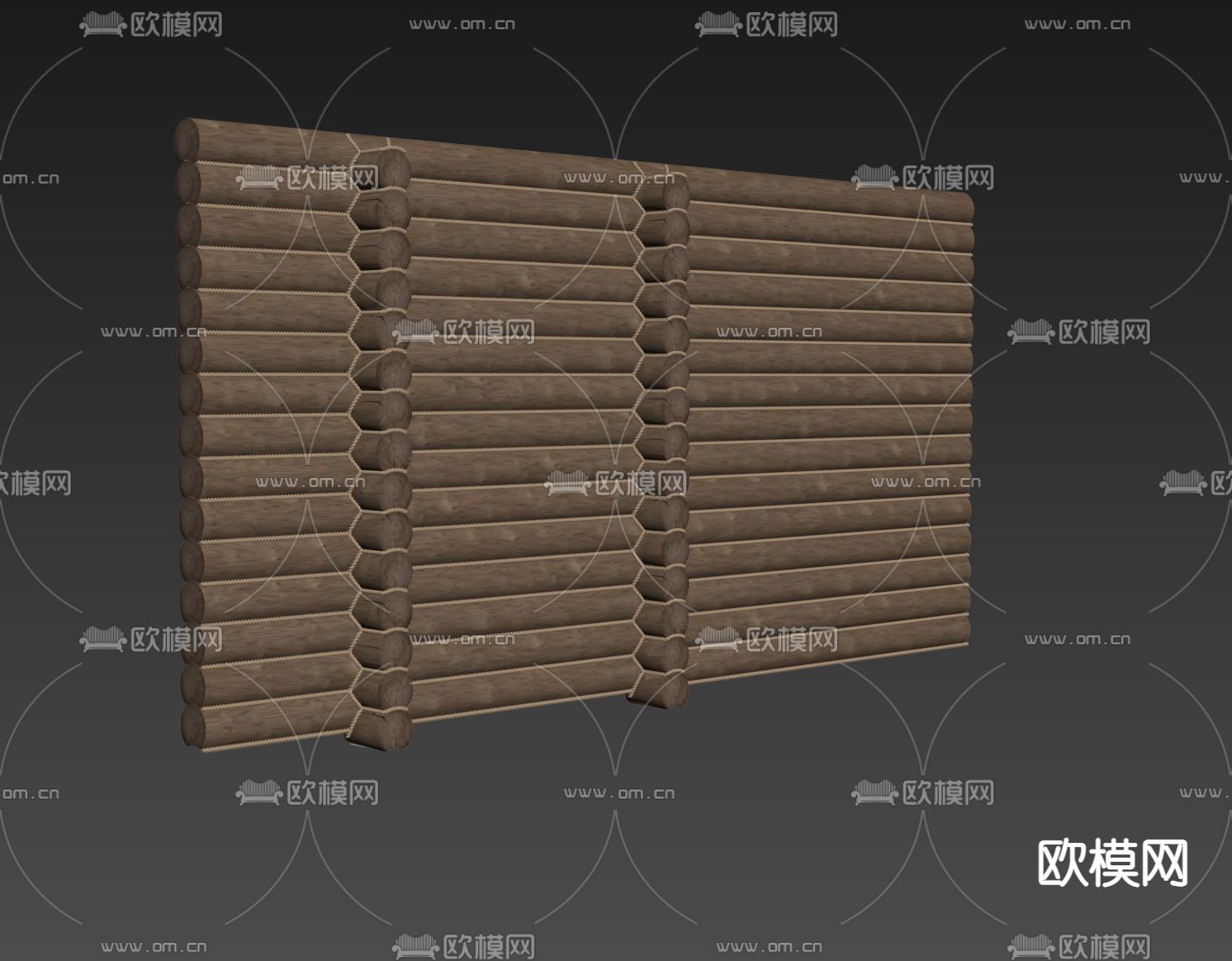 自然风木头墙 隔墙3d模型下载（渲染图2）