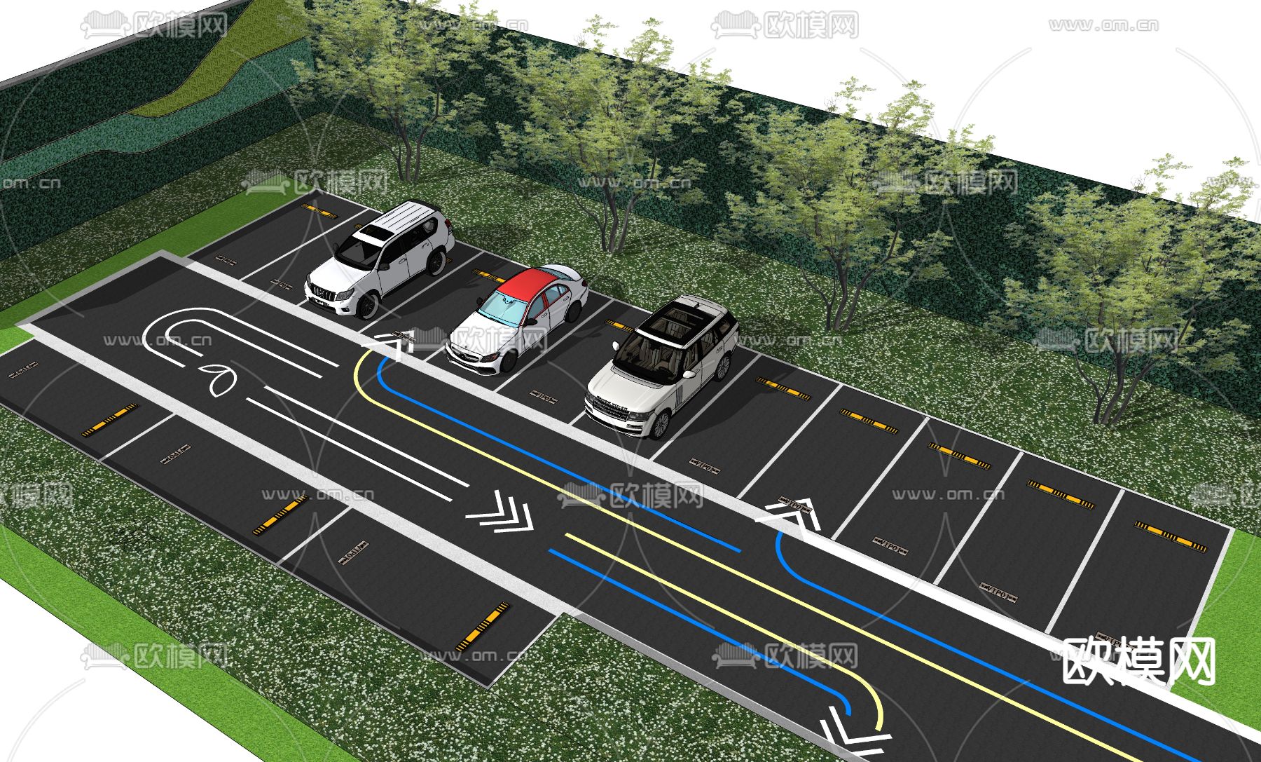 现代创意停车场su模型下载（渲染图5）