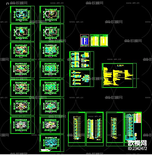 高层住宅楼电气CAD施工图下载（渲染图1）
