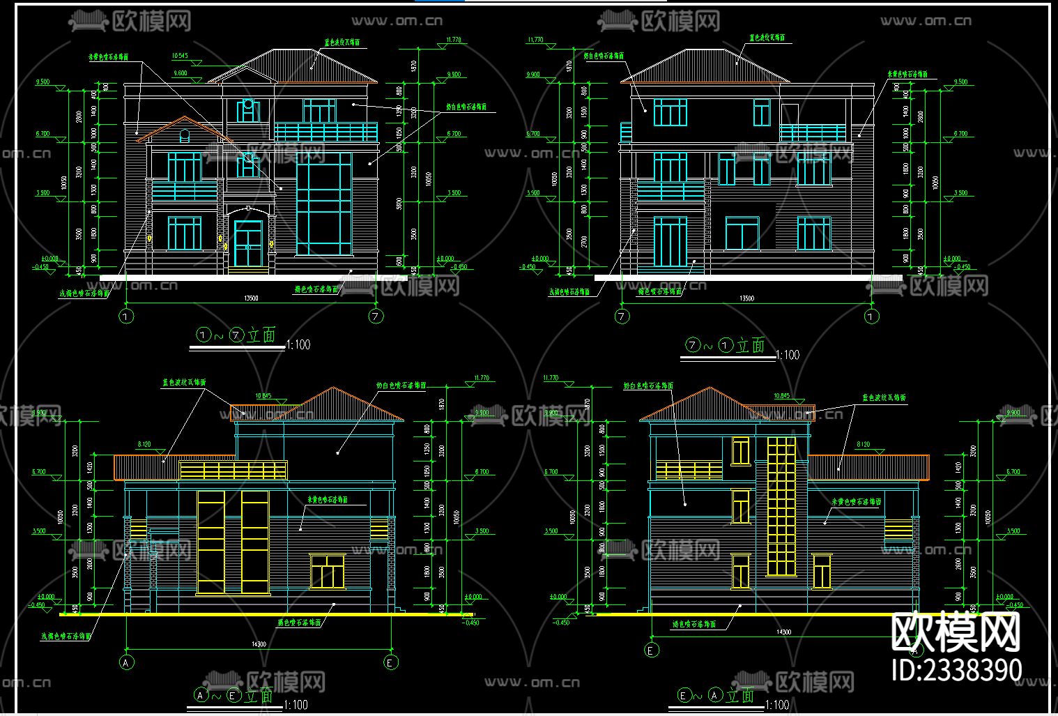 别墅建筑CAD施工图-免费3dmax模型库-欧模网