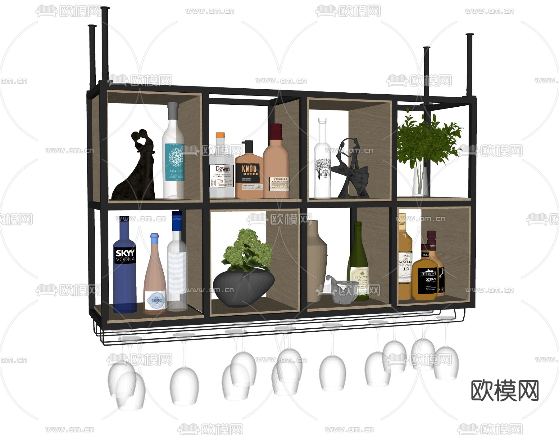 现代酒水酒架su模型下载（渲染图2）