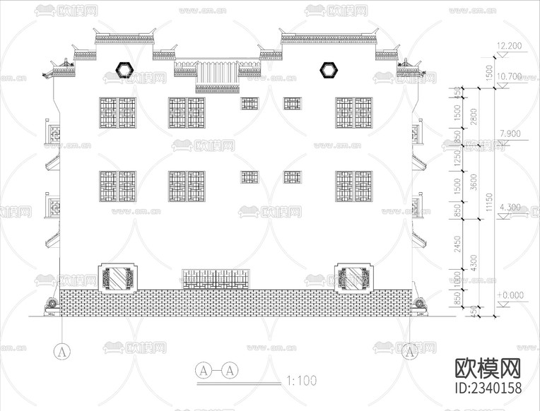 客棧民居樓建筑CAD施工圖下載(渲染圖2)