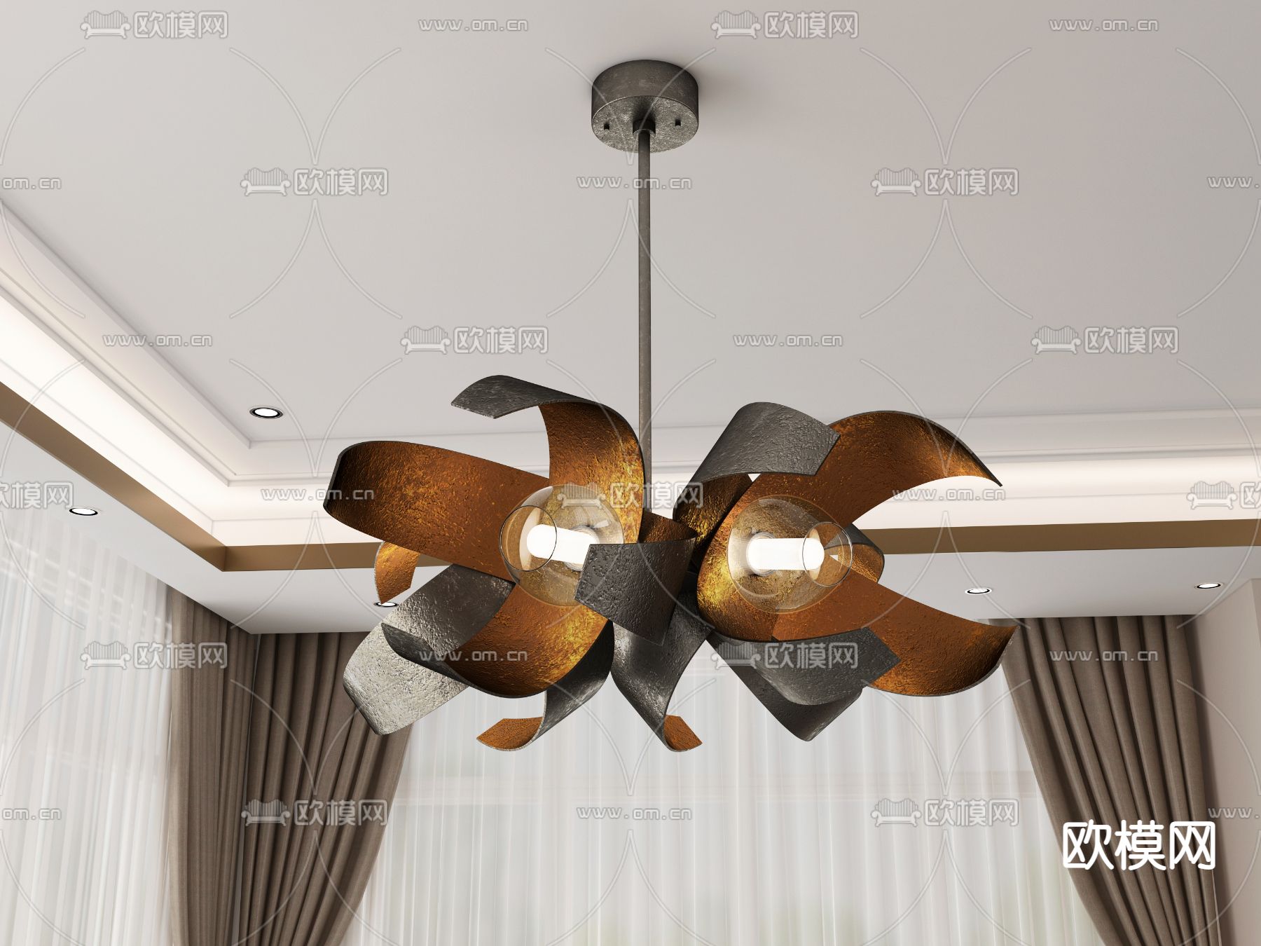 后现代复古吊灯3d模型下载