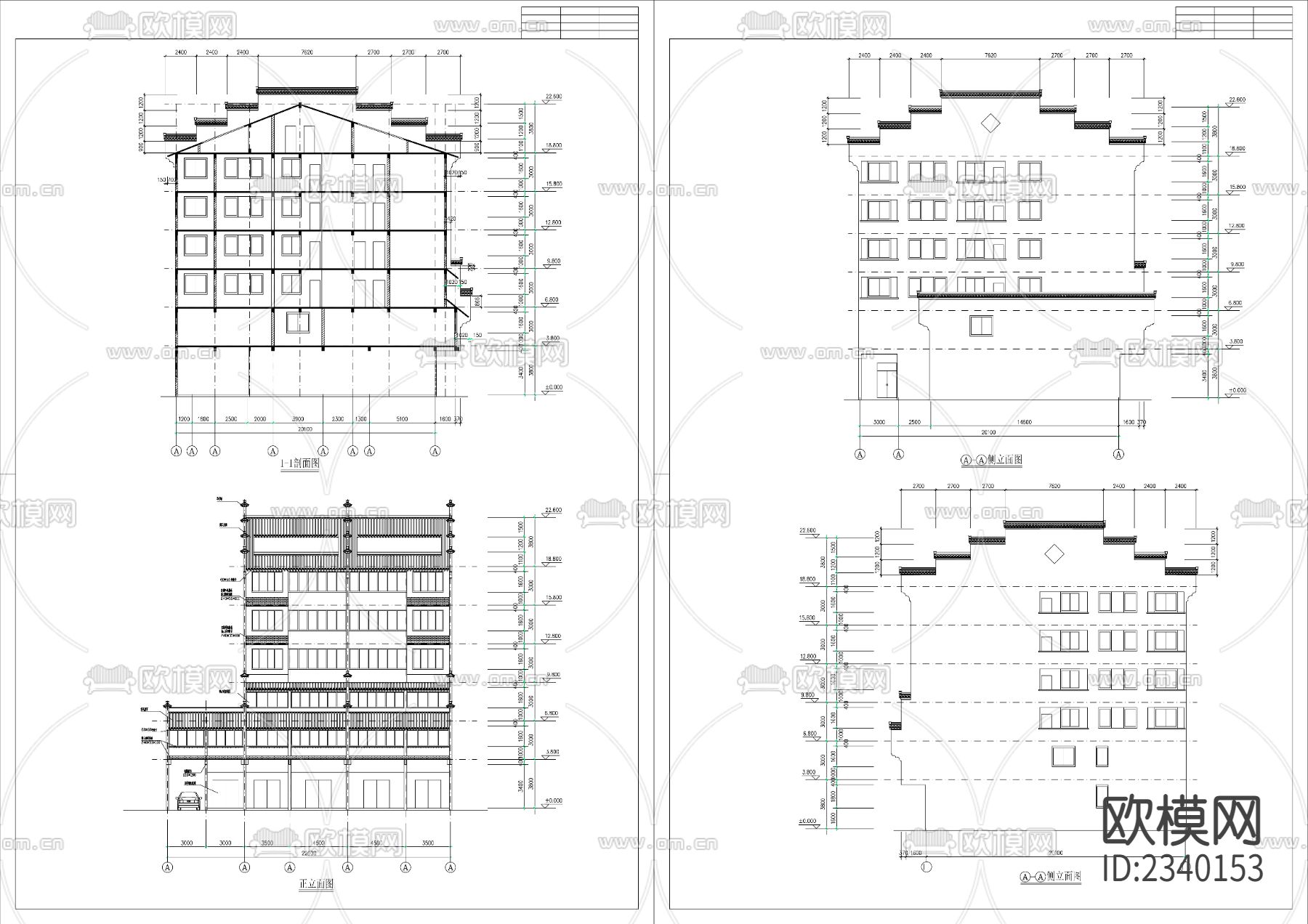 商住建筑建筑CAD施工图下载（渲染图1）