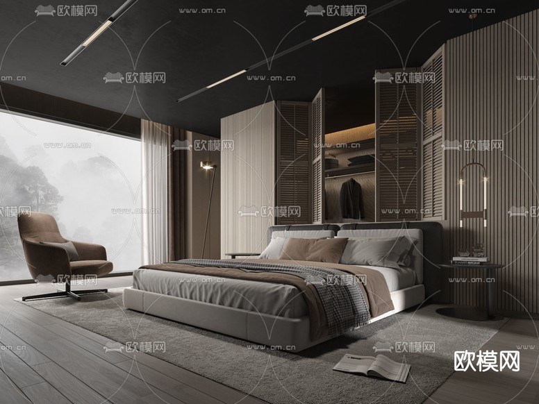Minotti 双人床3d模型下载(渲染图1)
