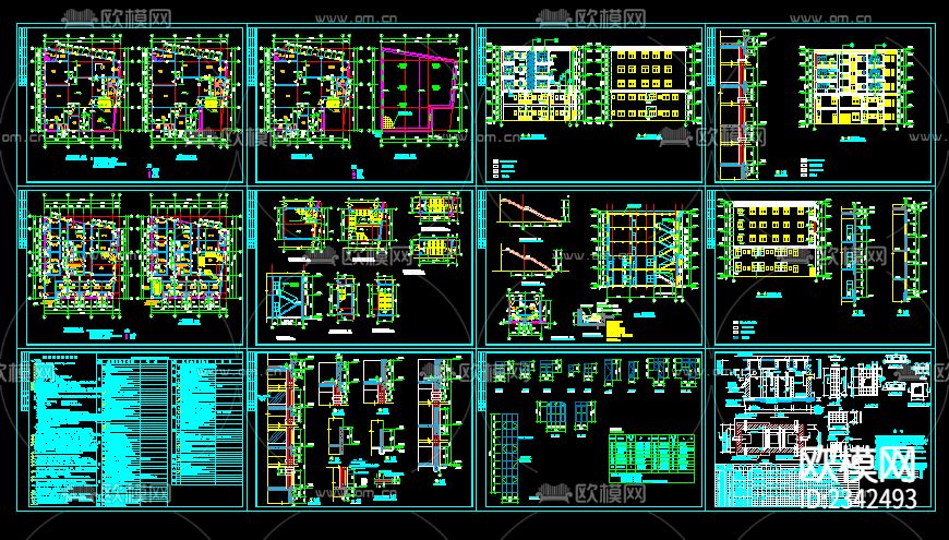 住宅出租屋CAD施工图下载（渲染图1）