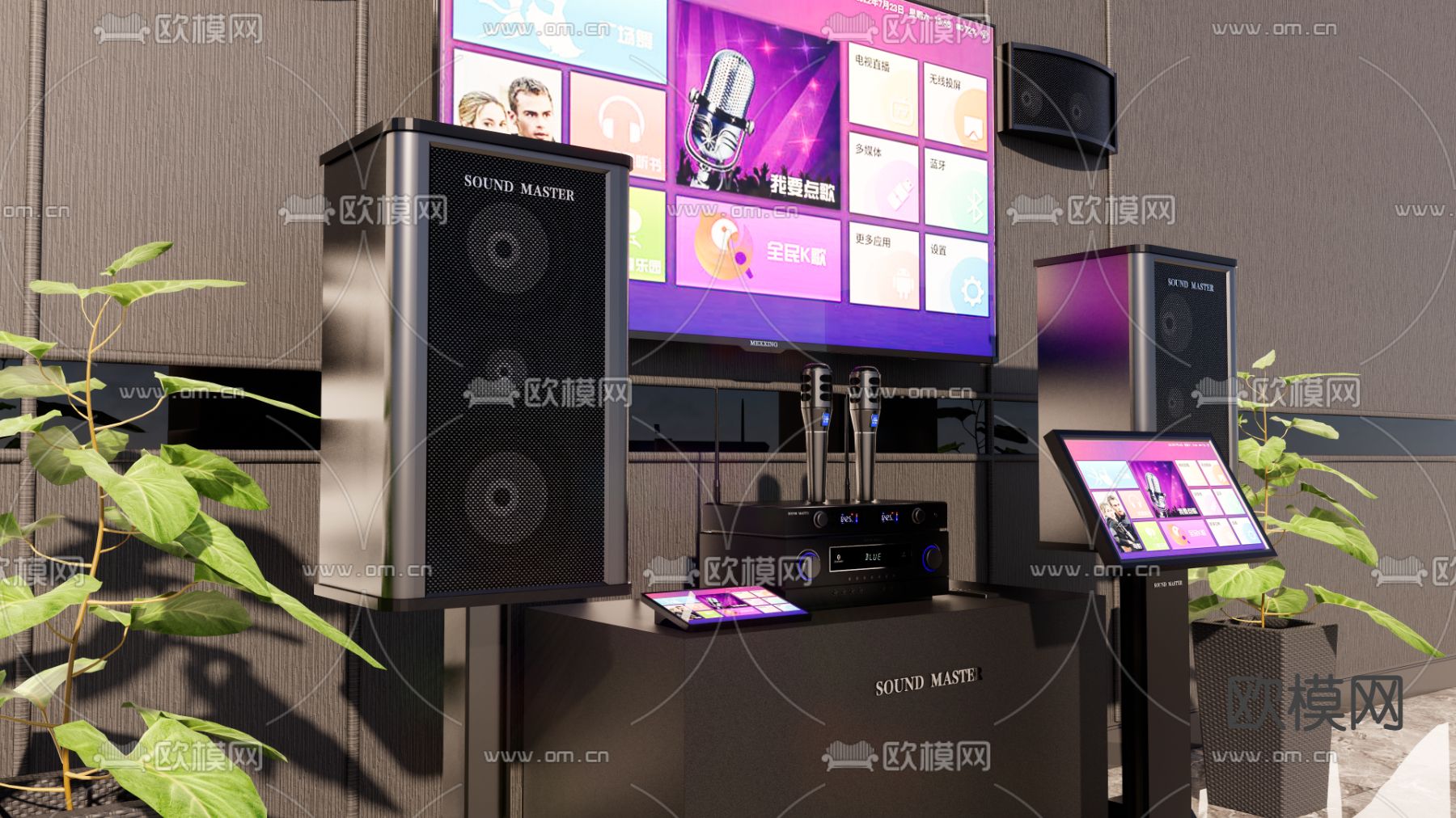 点歌机 点唱机 麦克风 音响su模型下载（渲染图3）