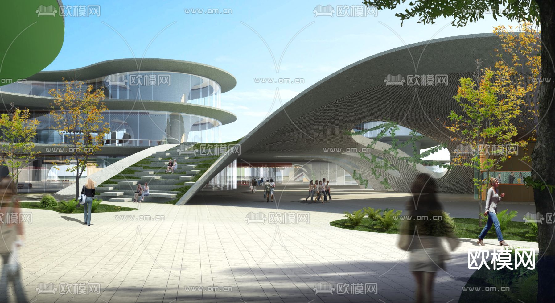 异形博物馆展览馆鸟瞰su模型下载（渲染图3）