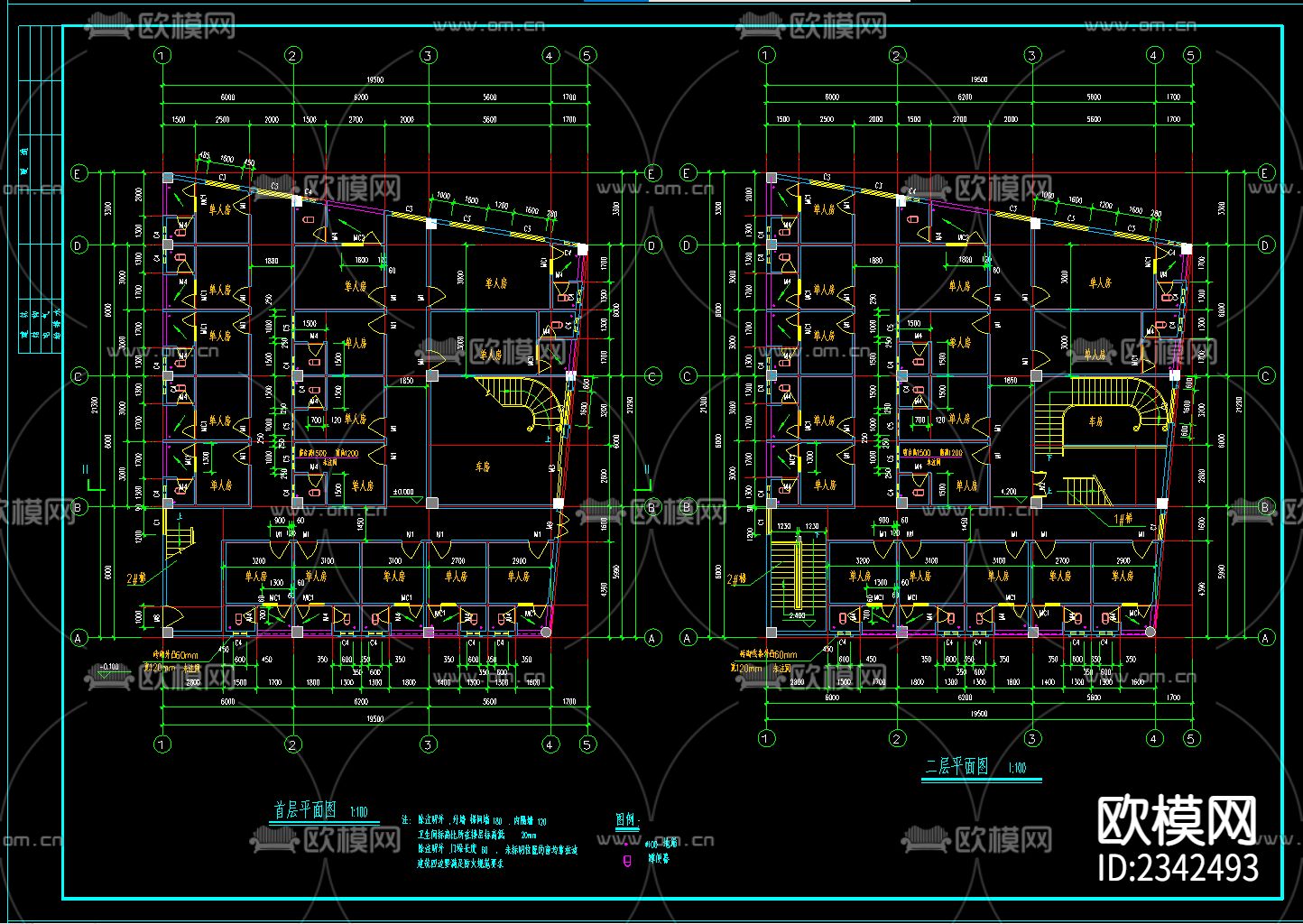 住宅出租屋CAD施工图下载（渲染图4）