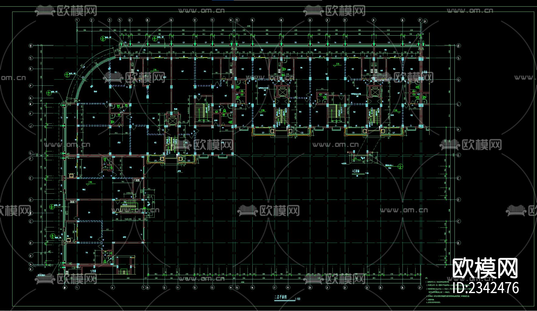 高层住宅楼建筑CAD施工图下载（渲染图3）