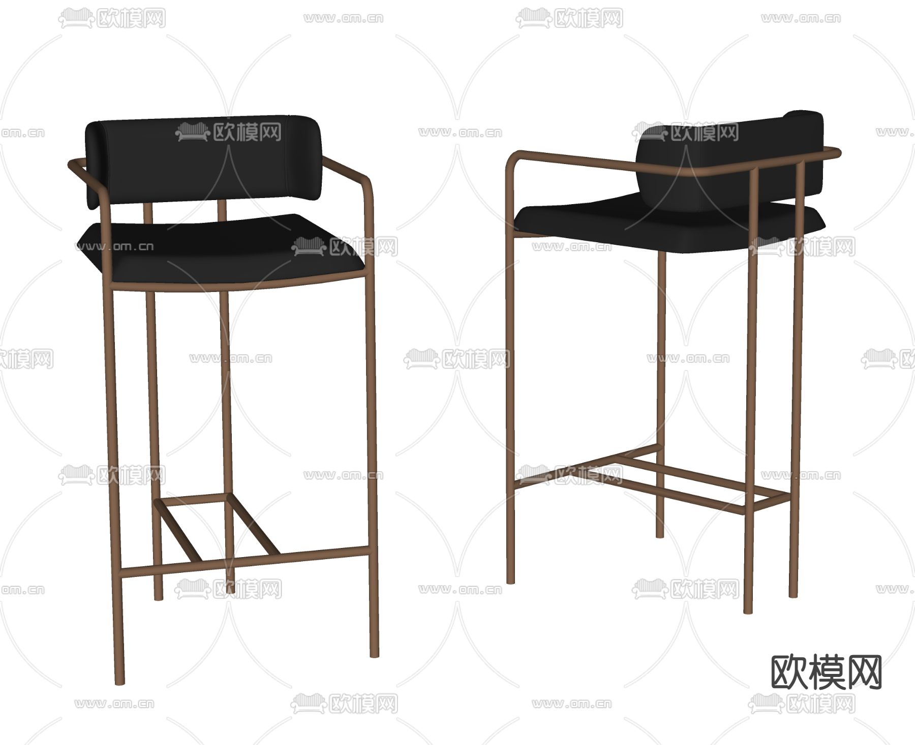 现代吧椅su模型下载（渲染图2）