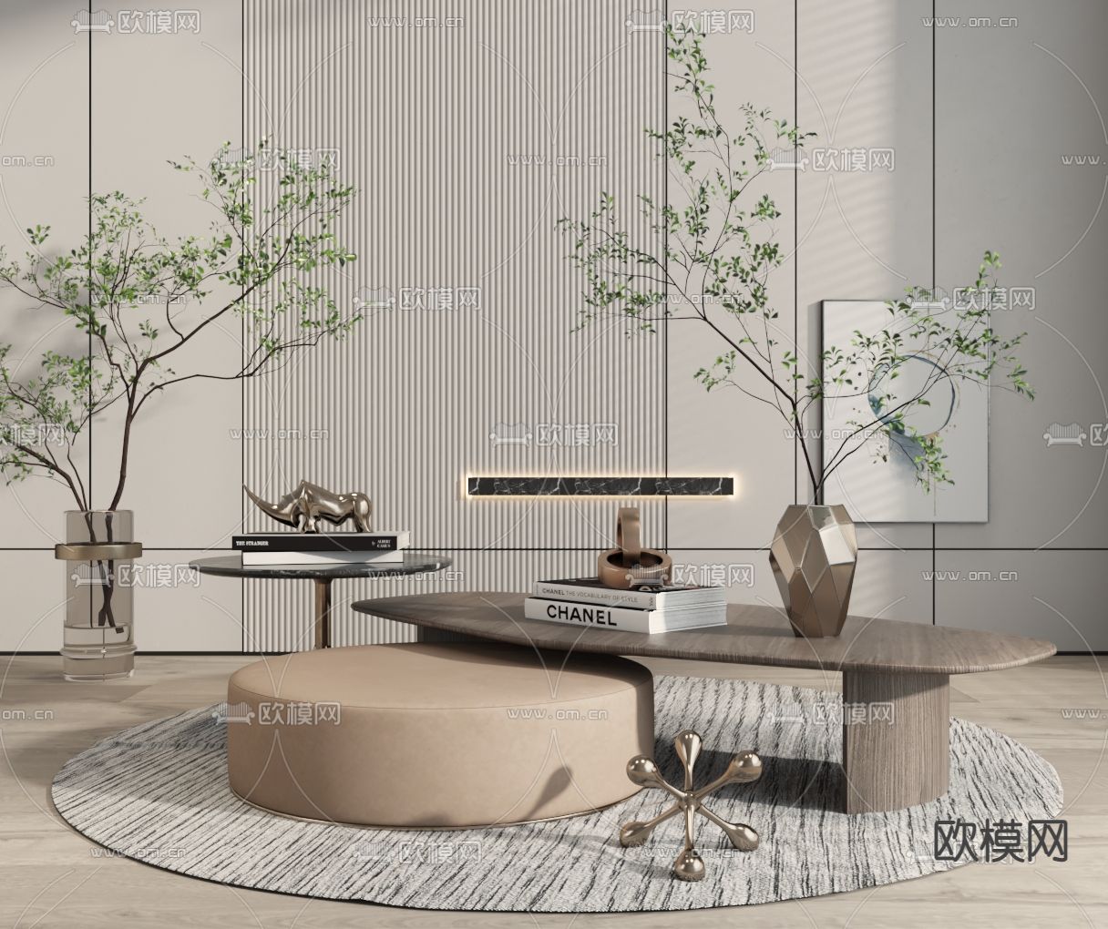 现代子母茶几3d模型下载