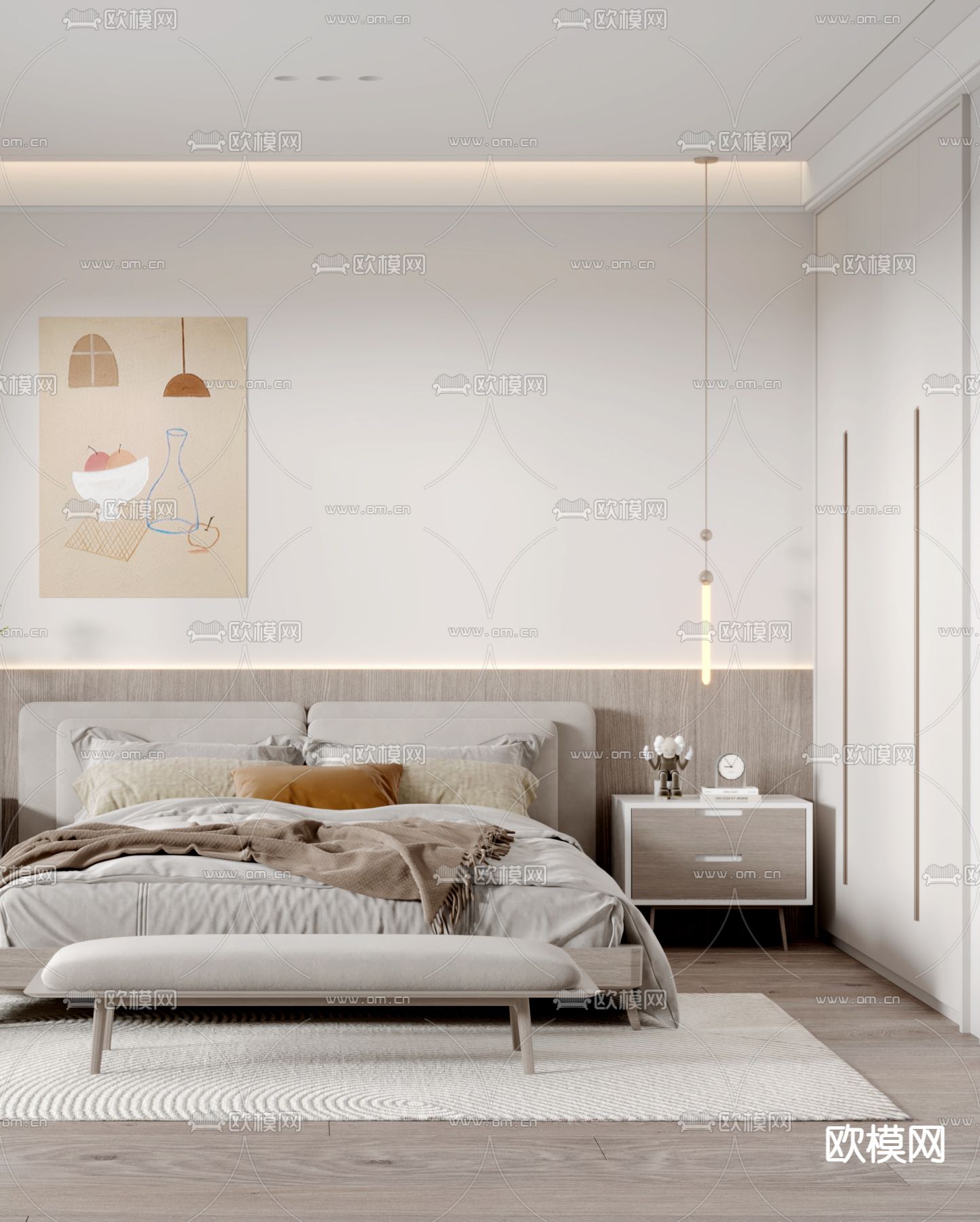 北欧卧室 主人房3d模型下载（渲染图2）