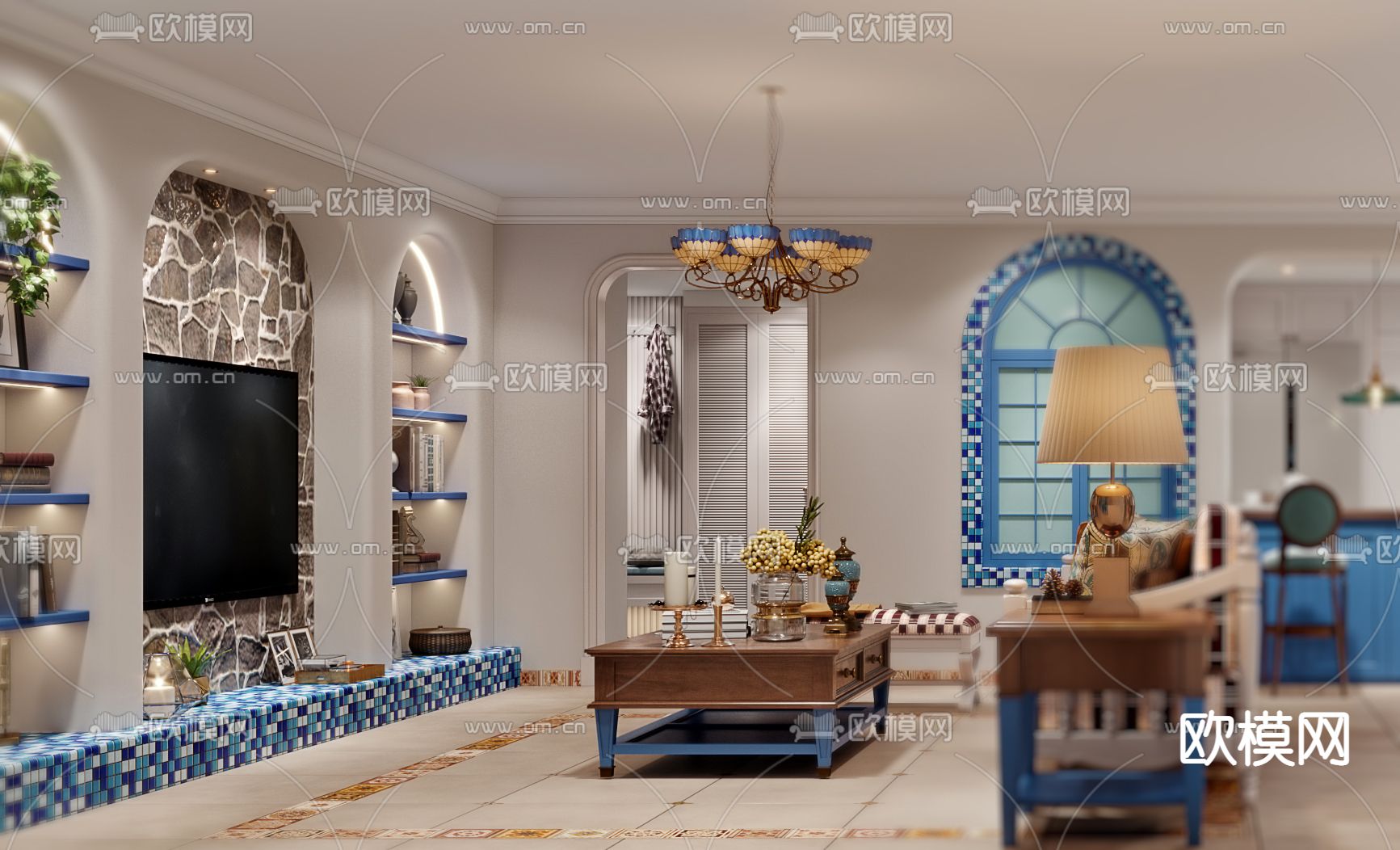 地中海客餐厅3d模型下载（渲染图3）