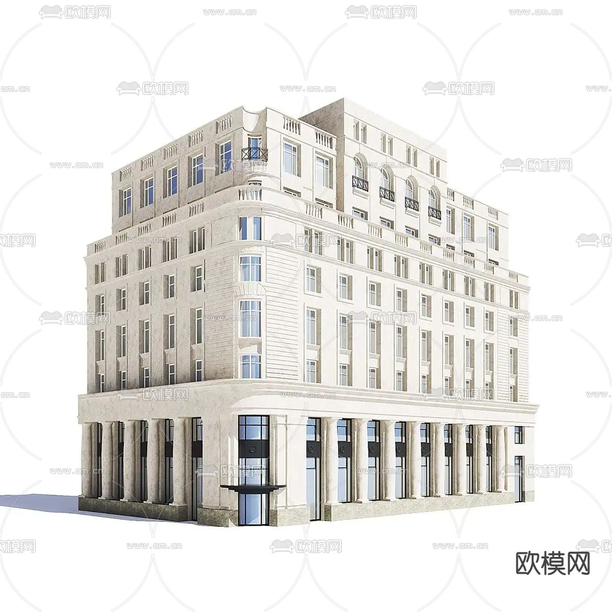 简欧创意建筑外观免费3d模型下载