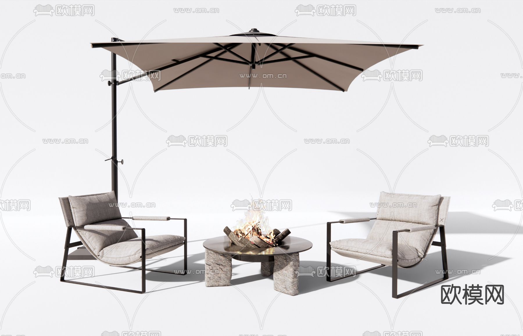 现代户外休闲椅3d模型下载