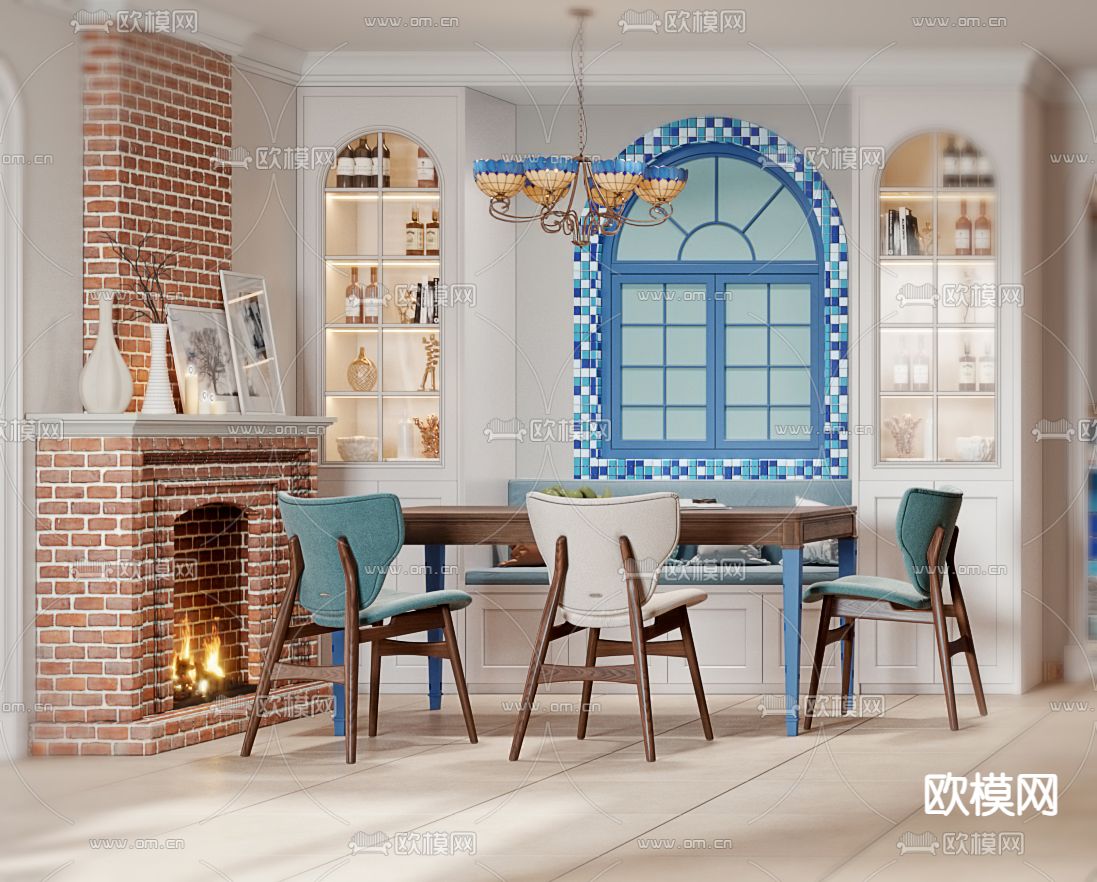 地中海客餐厅3d模型下载（渲染图5）