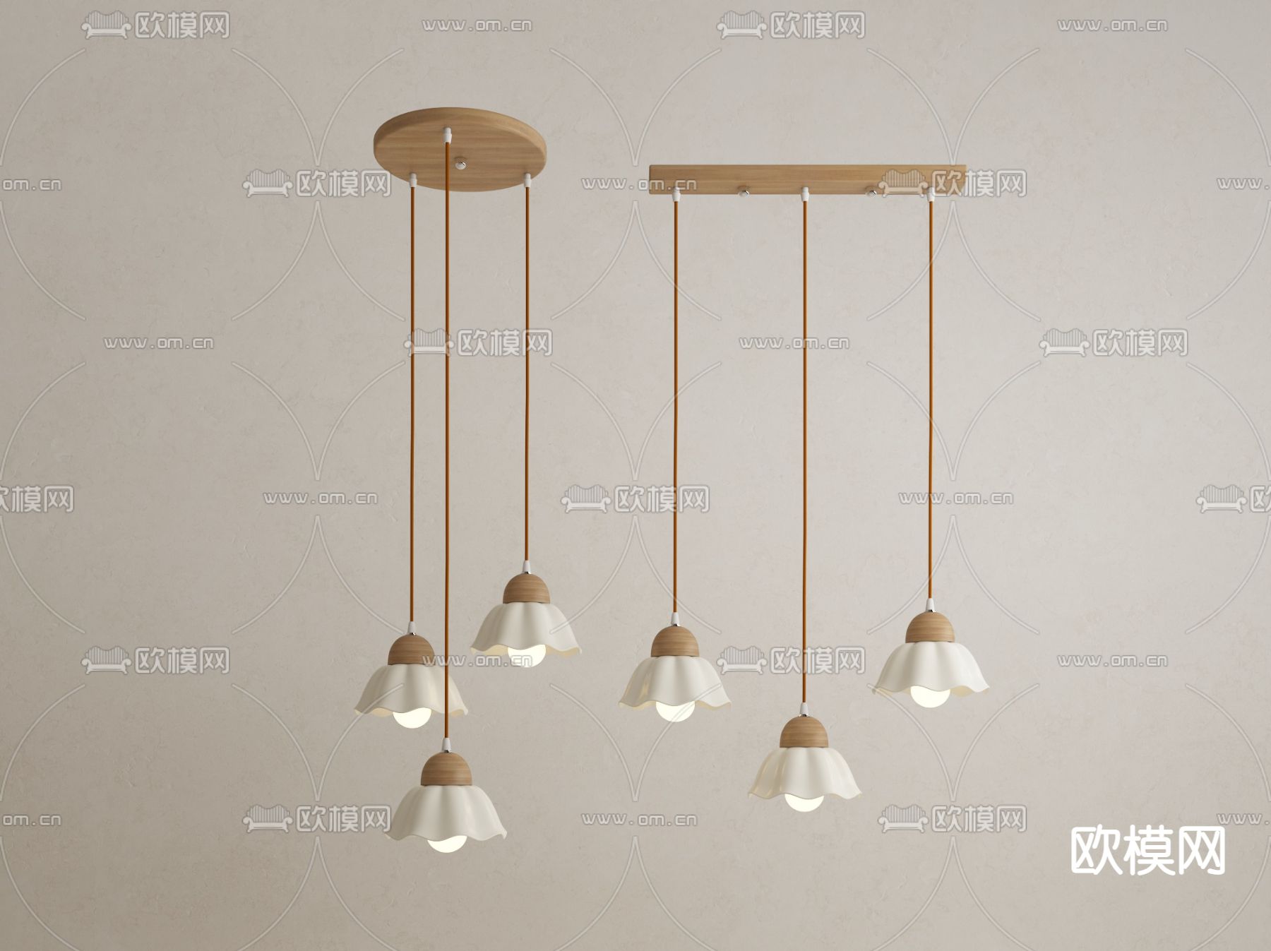 北欧花朵小吊灯su模型