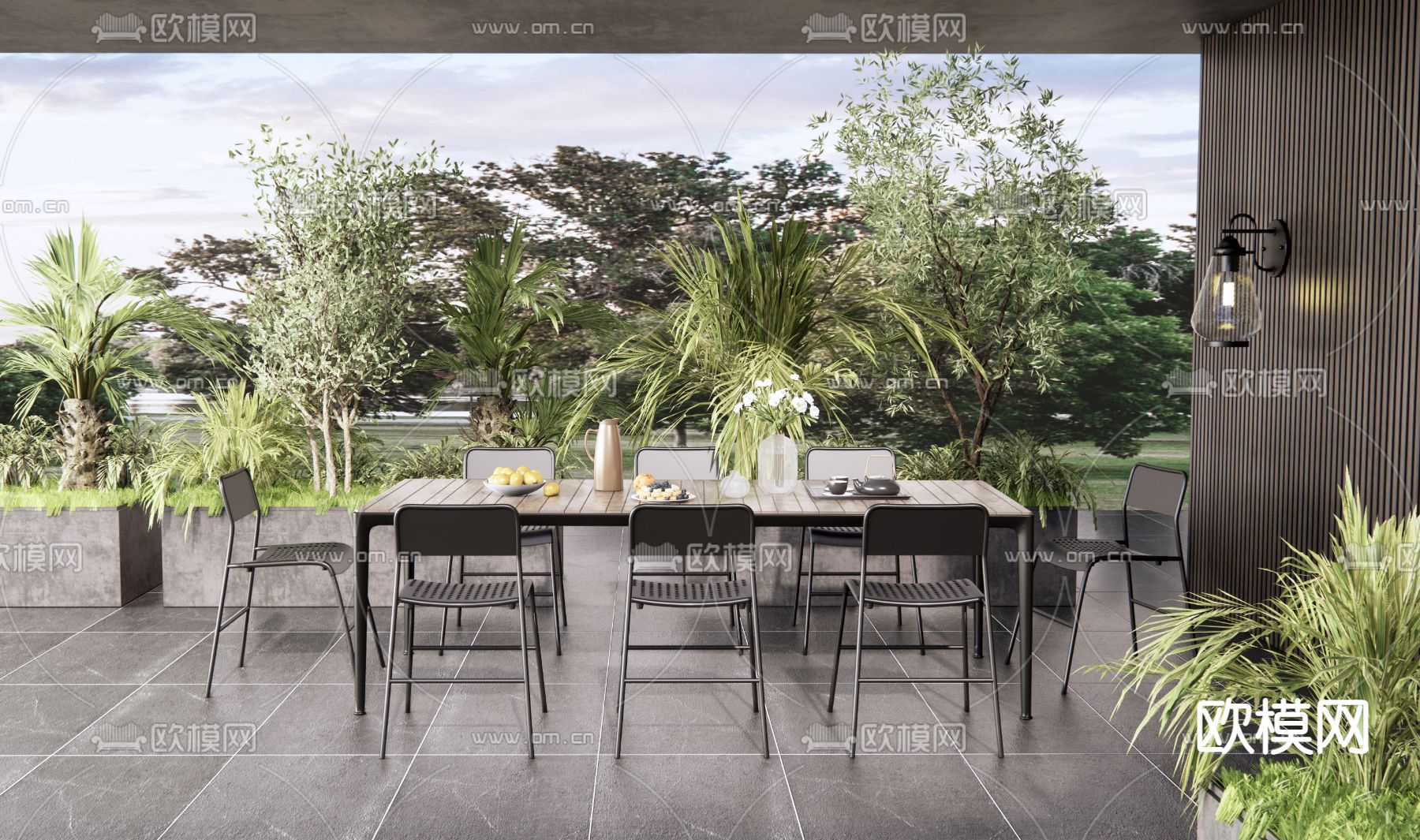 户外铁艺休闲桌椅3d模型下载