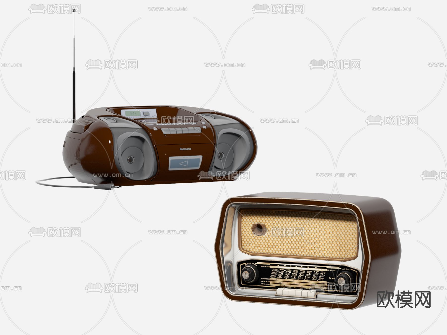 现代复古收音机3d模型下载