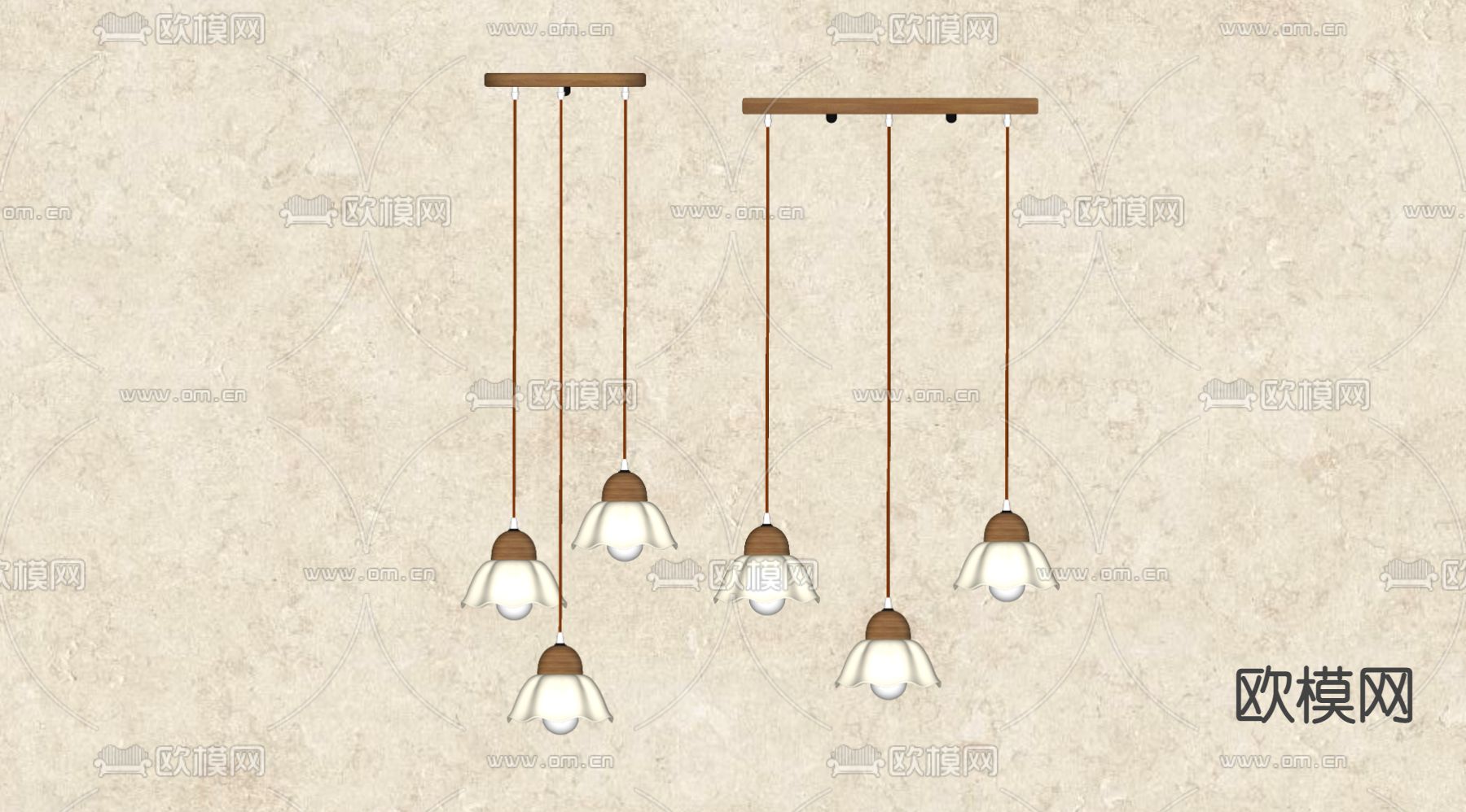 北欧花朵小吊灯su模型