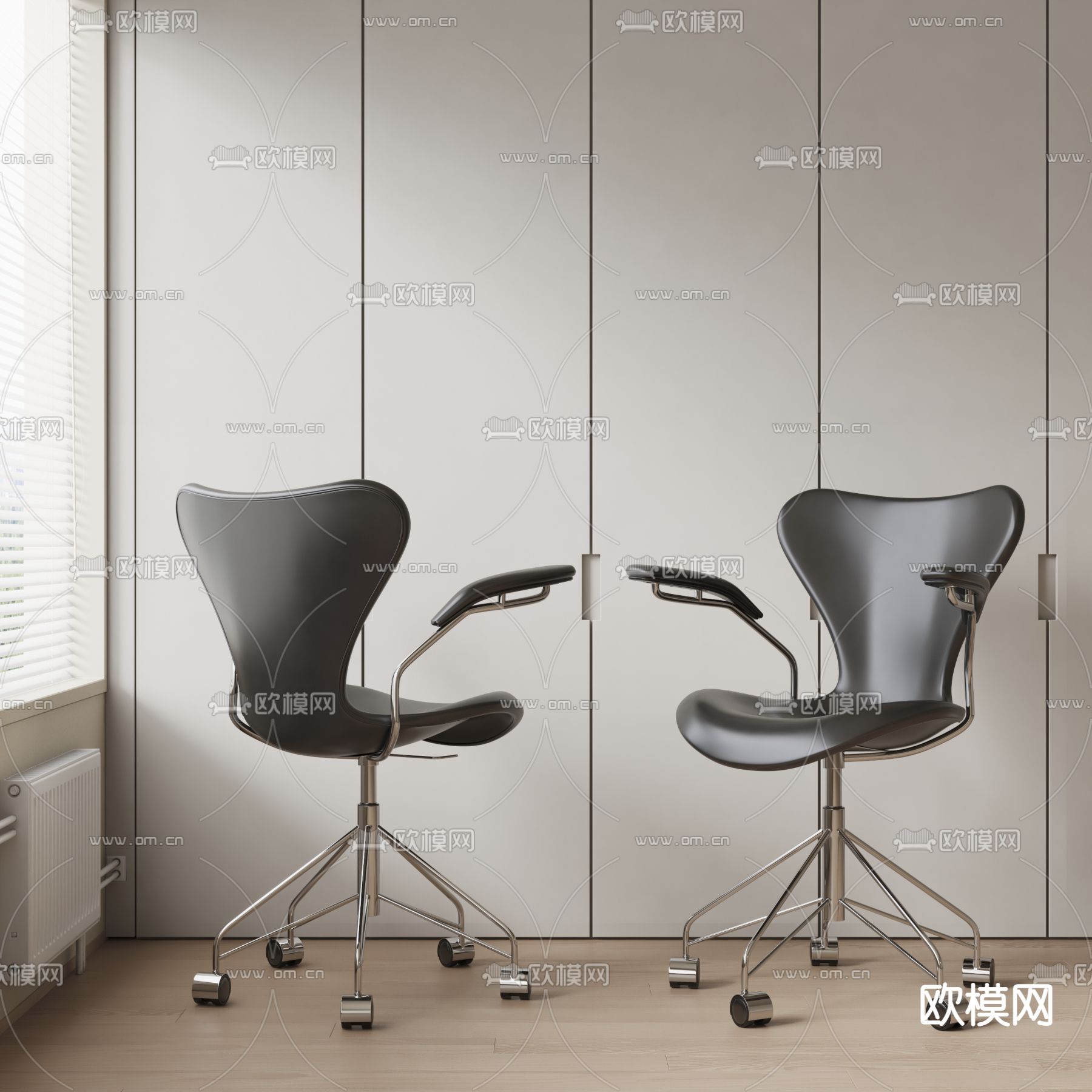 现代皮革办公椅3d模型下载