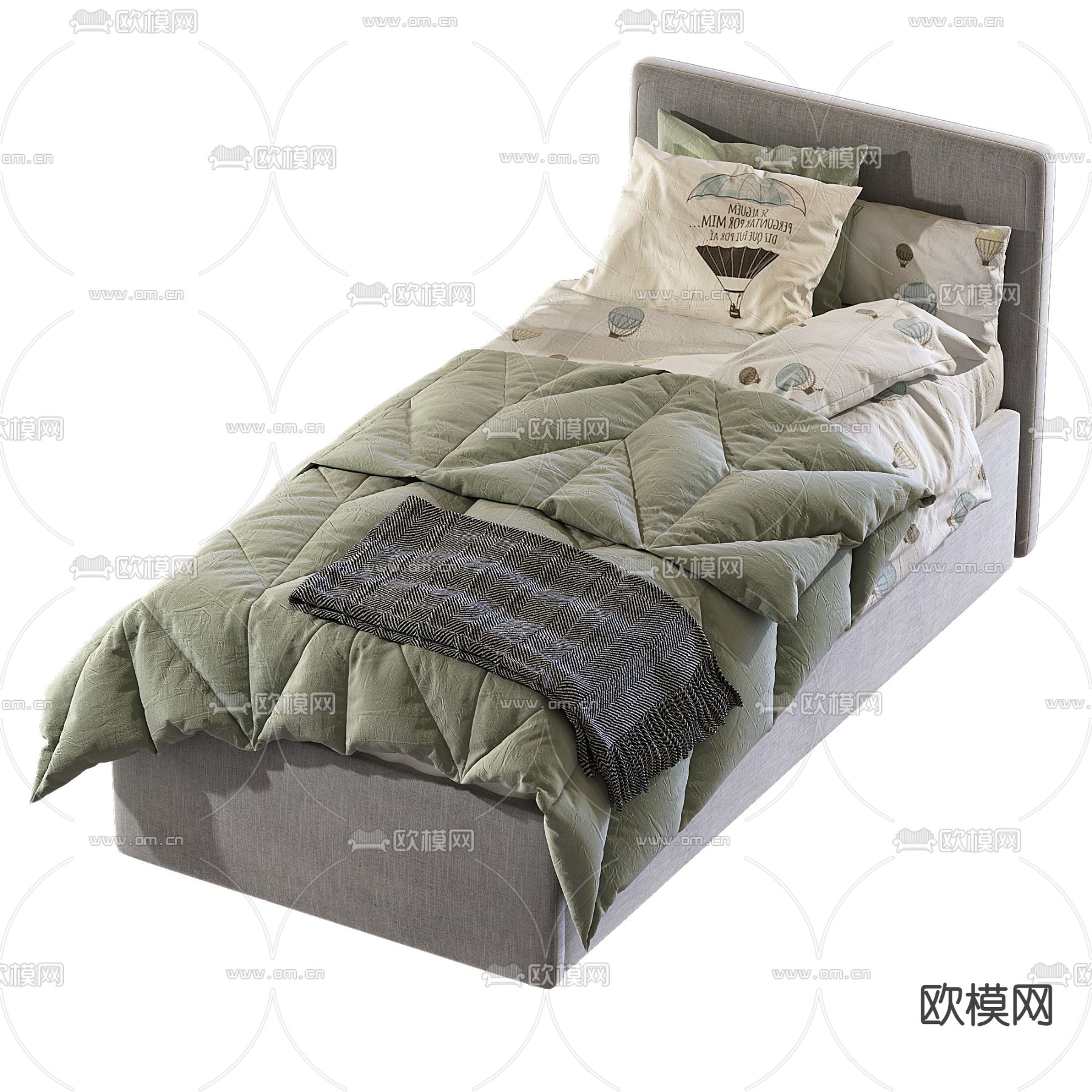 单人床 儿童床3d模型下载（渲染图4）