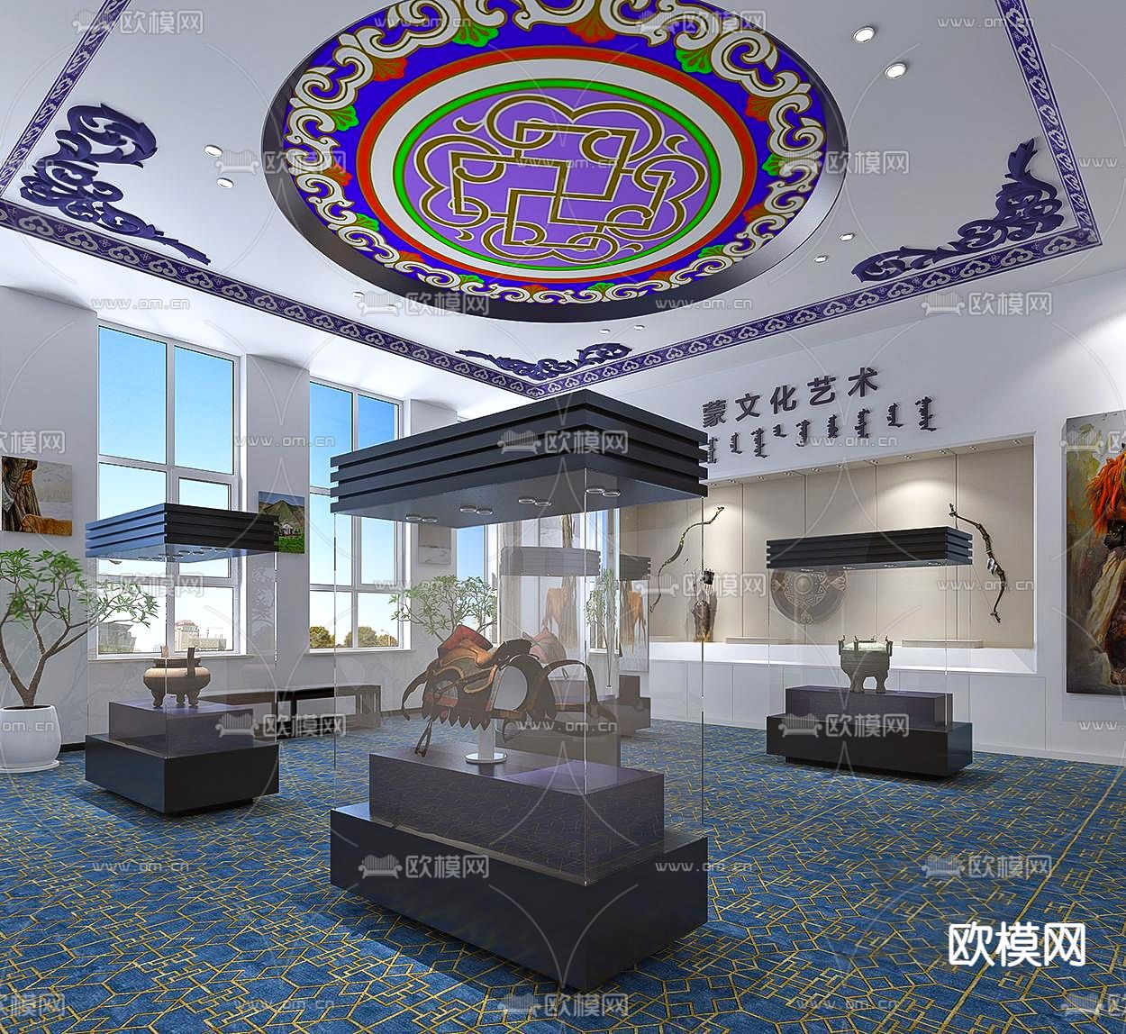 新中式博物馆su模型下载（渲染图1）