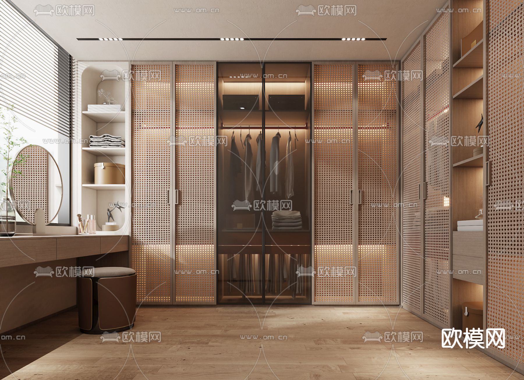 侘寂风衣帽间3d模型下载