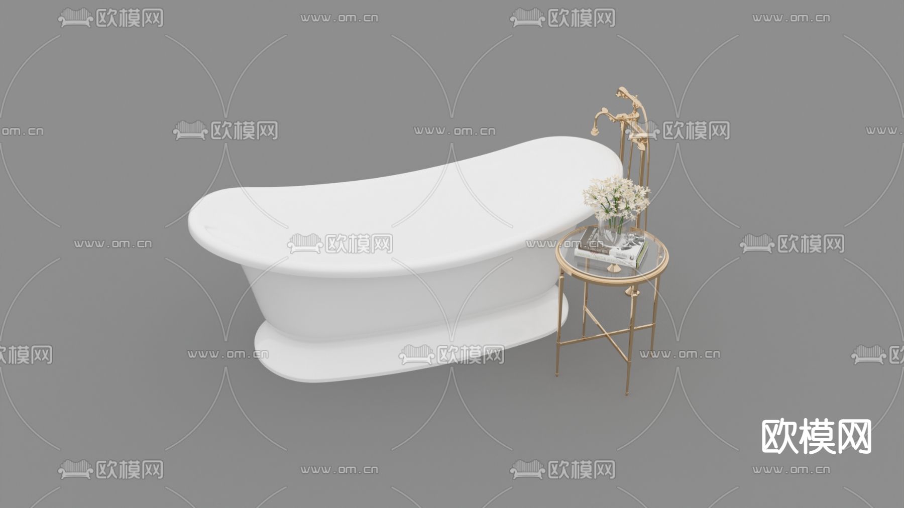 现代简约陶瓷浴缸免费3d模型下载