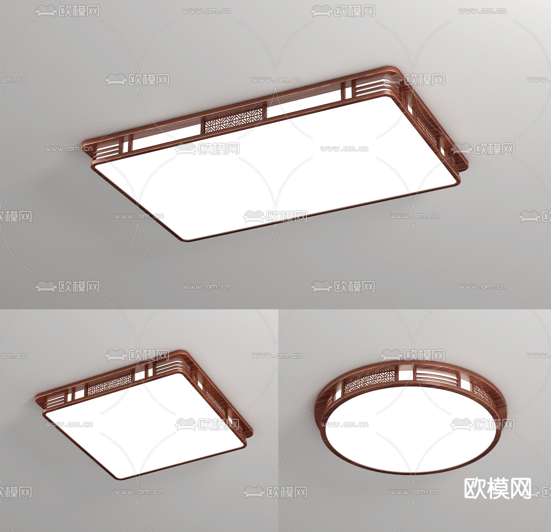 新中式吸顶灯3d模型下载