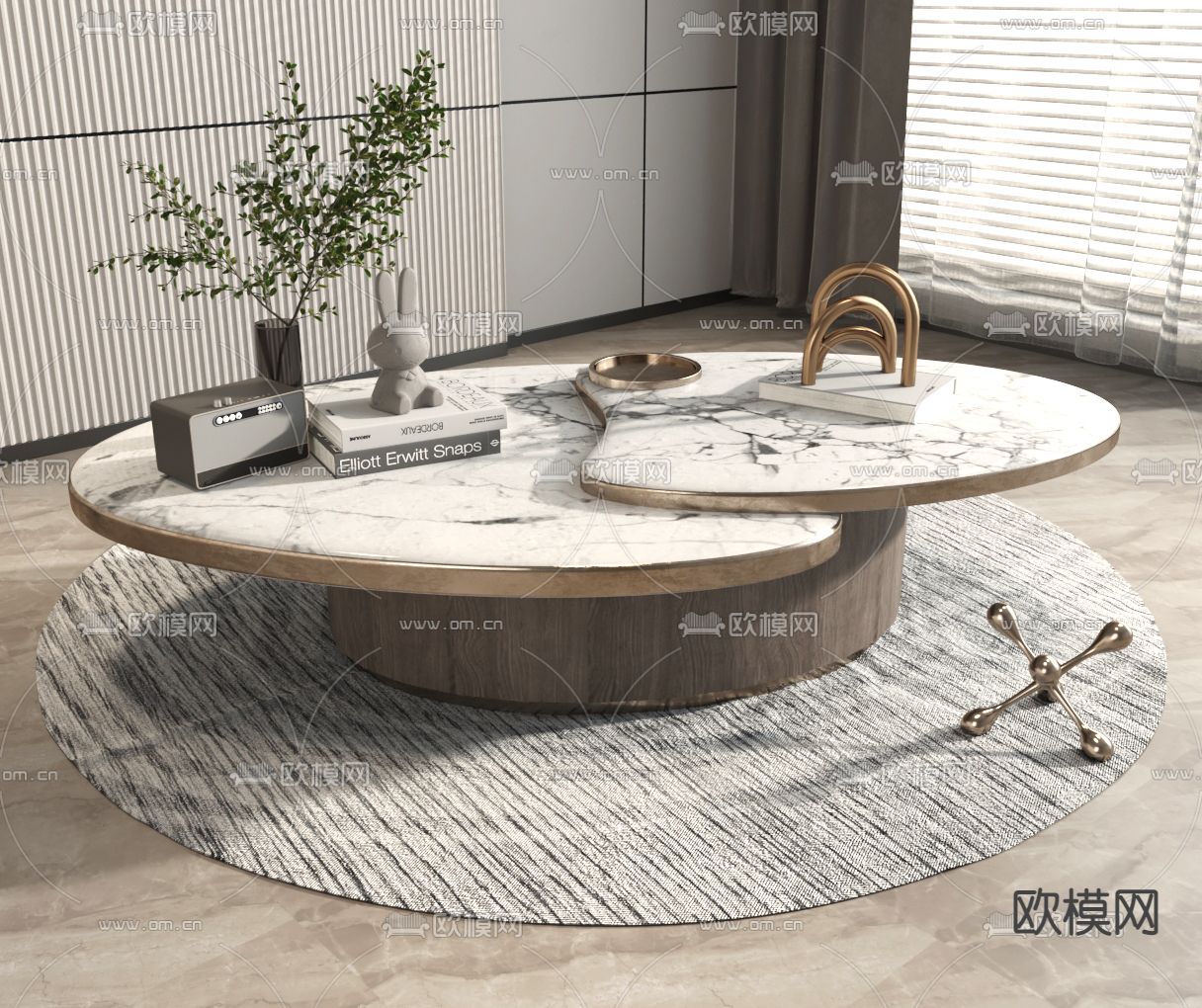 现代大理石茶几3d模型下载