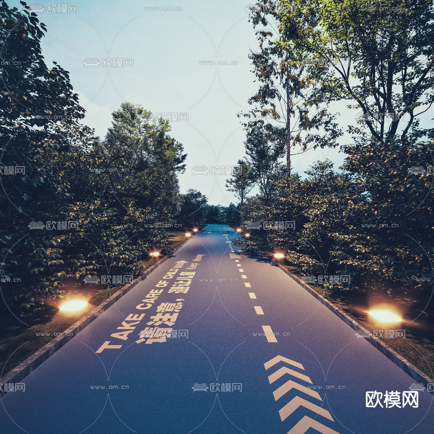 森林公园骑行车道 绿道3d模型下载