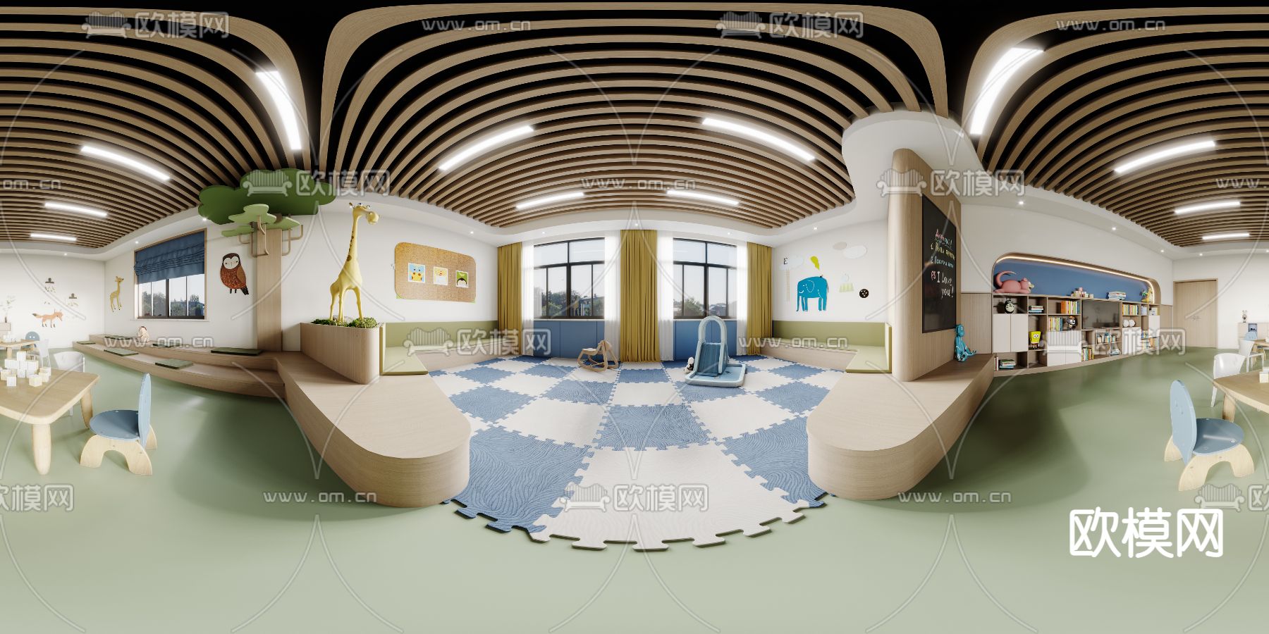 现代幼儿园教室vr全景3d模型