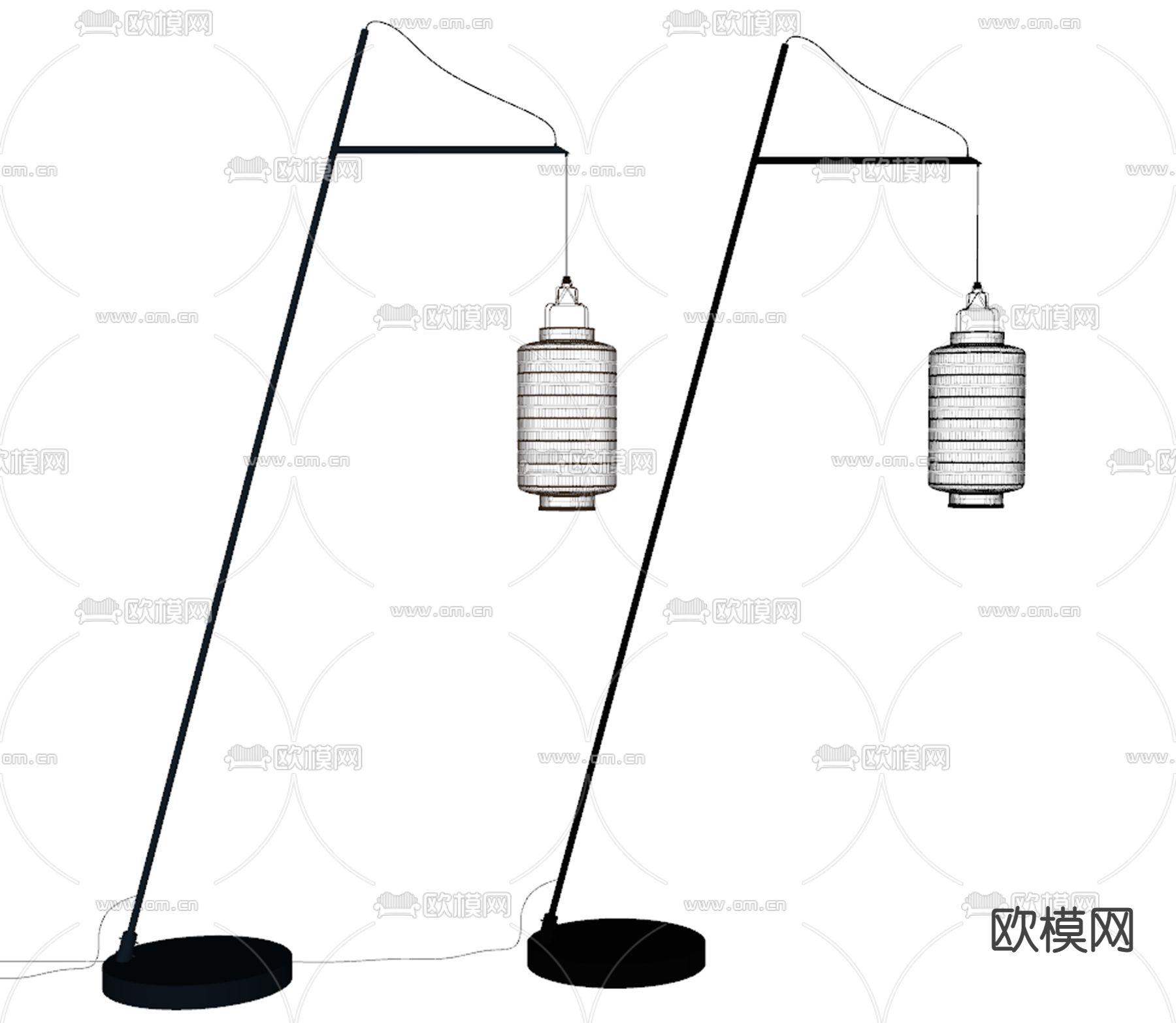 新中式落地灯su模型下载（渲染图2）
