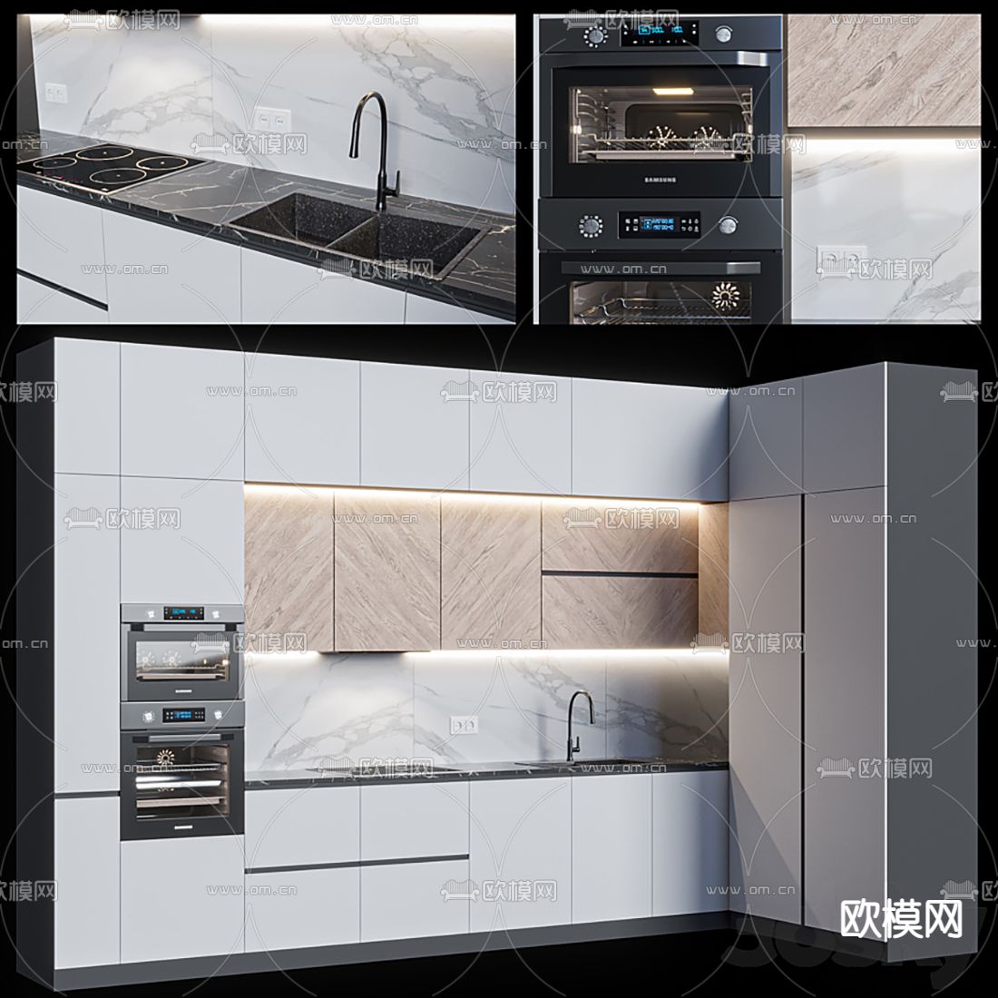 现代橱柜3d模型下载