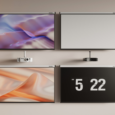  现代投影仪投影布su模型 