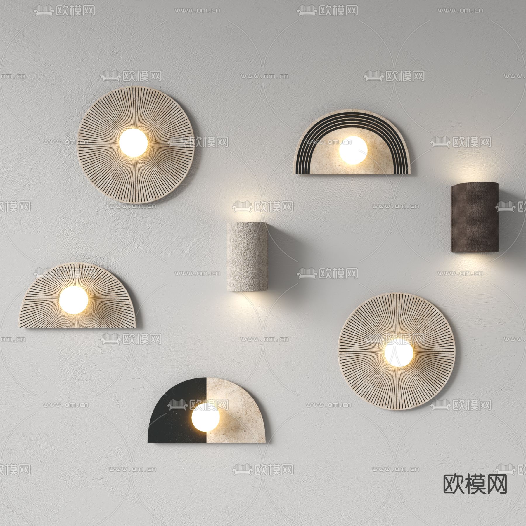 侘寂风壁灯3d模型下载