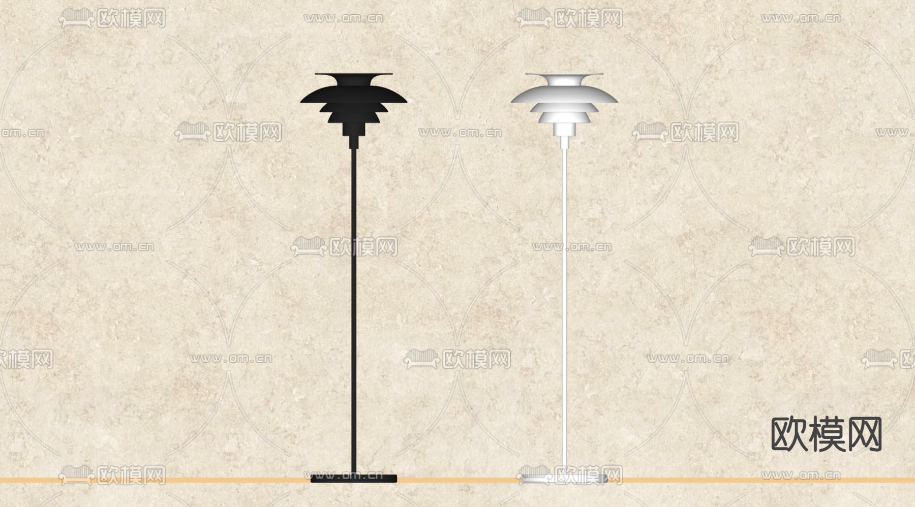 现代金属落地灯su模型下载（渲染图2）