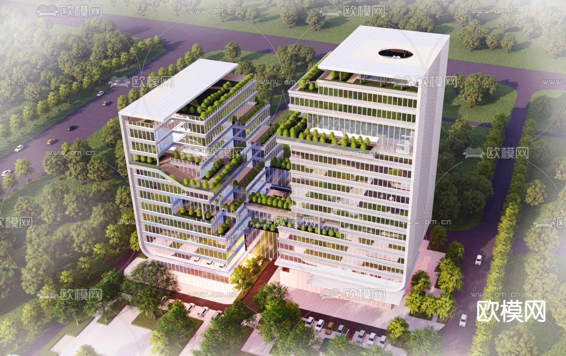 现代办公楼外观su模型