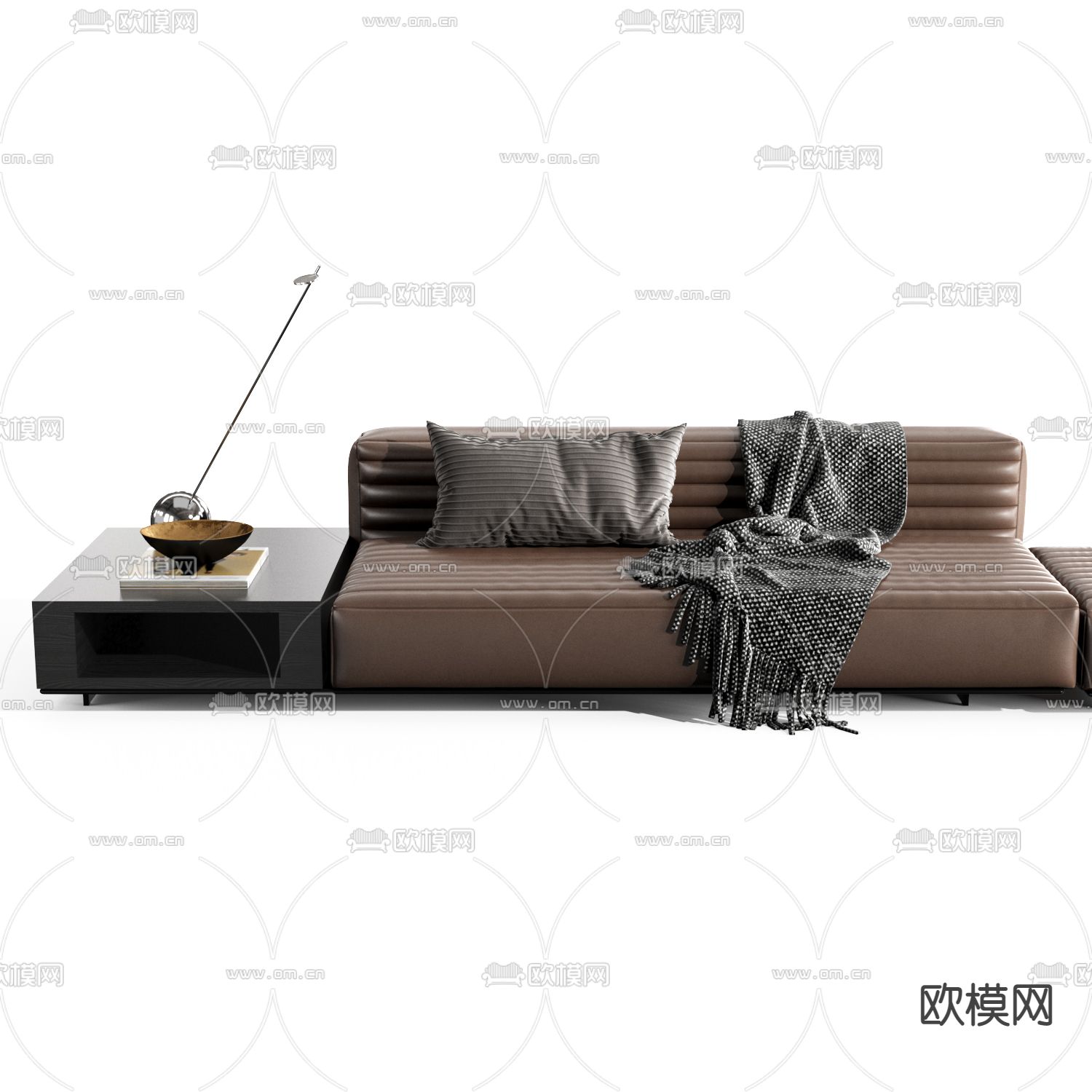 Minotti 棕色软体沙发3d模型下载（渲染图2）