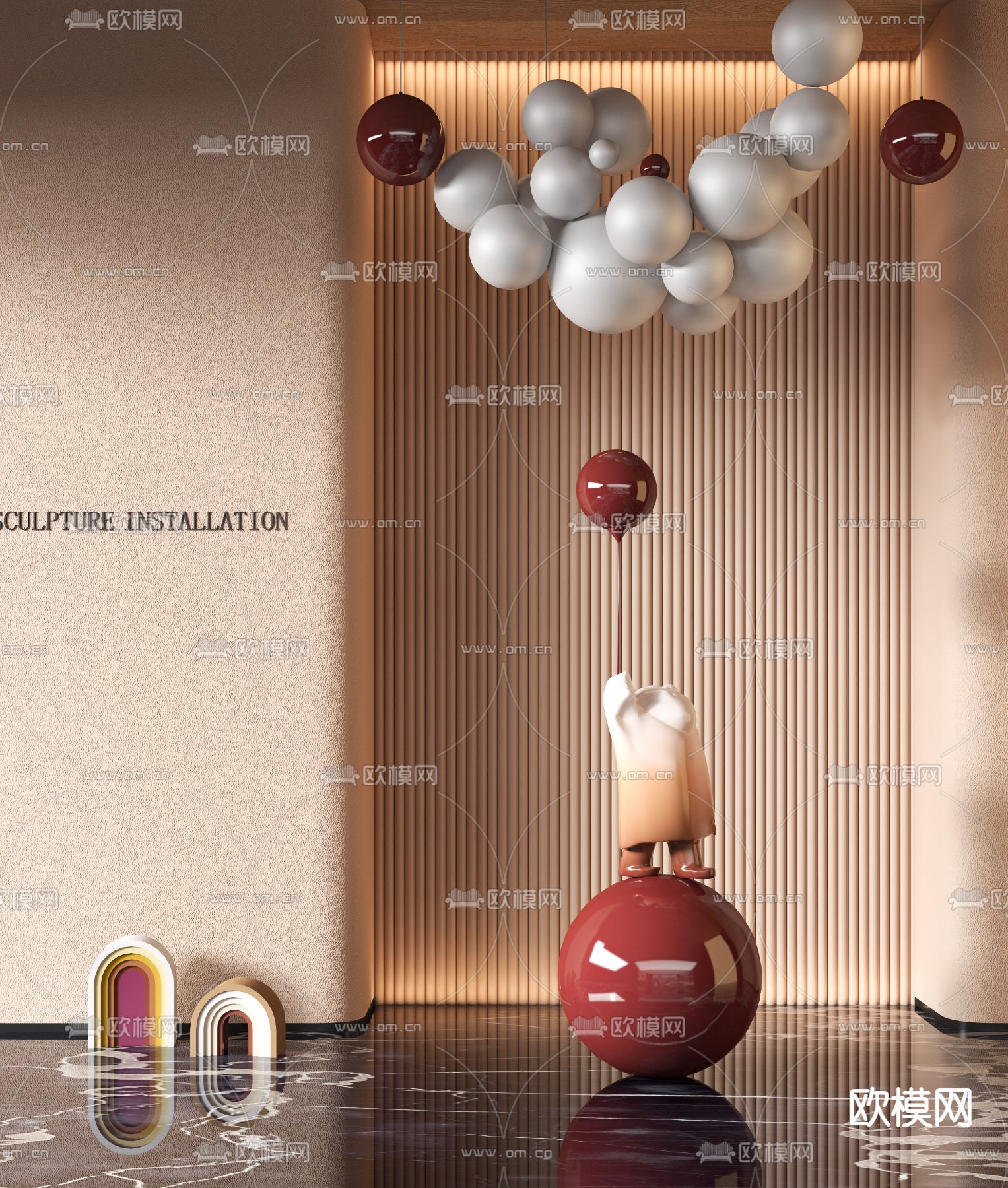 现代气球艺术雕塑 摆件3d模型下载
