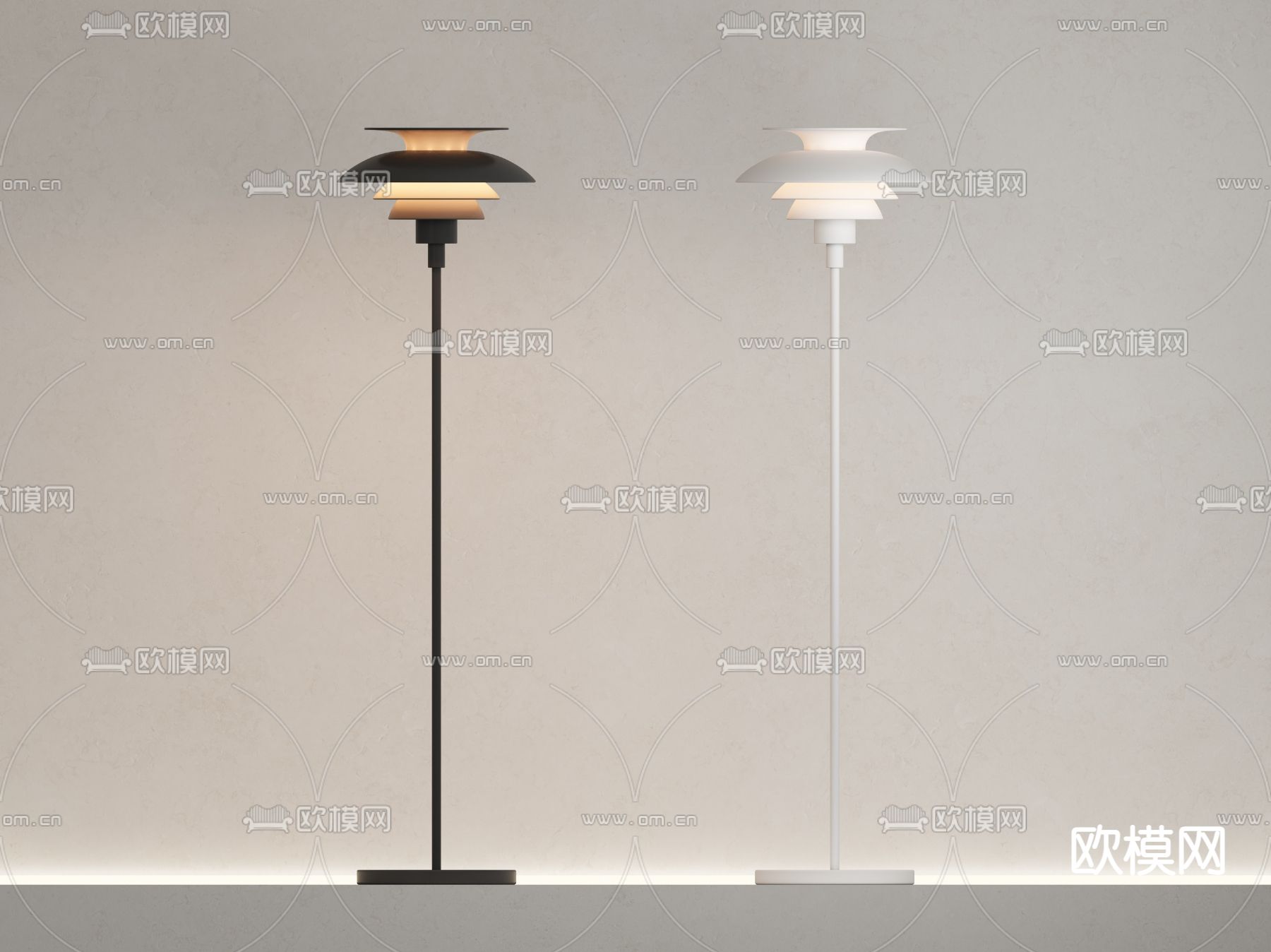 现代金属落地灯su模型下载（渲染图1）