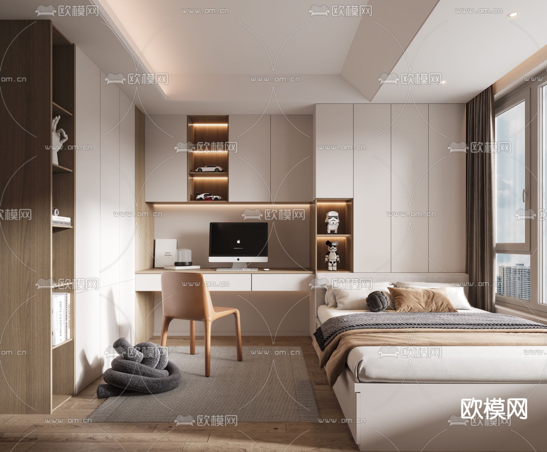 现代榻榻米卧室3d模型下载